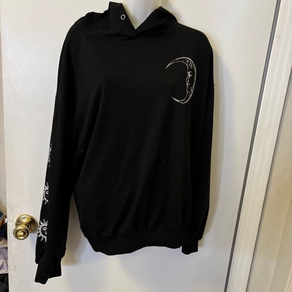 Gothic Celestial Sun Moon Print Full Zipper Drawstring Hoodie - Picture 3 of 11